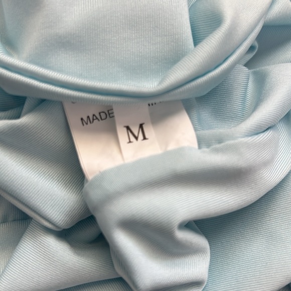 Spandex / Stretch Square Neck Crop Tank Top Light Blue Size M - Picture 3 of 6